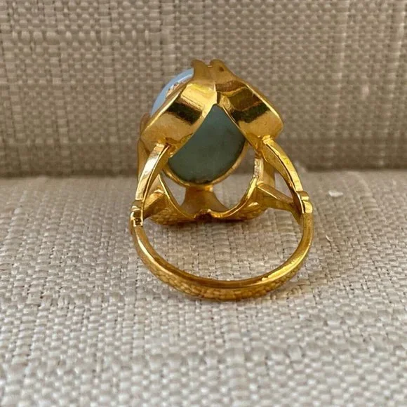 Women Ring Blue Faux Stone Gold Plated Fashion Jewelry Ring Size 7.5 - Picture 6 of 10